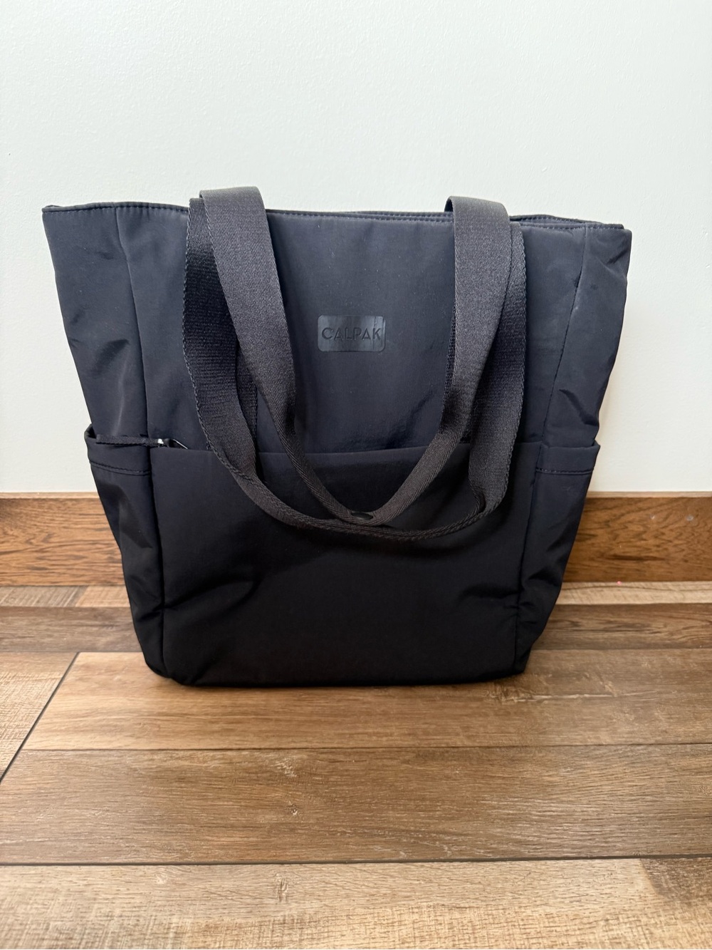 Calpak Black Tote Bag with Sturdy Webbed Handles